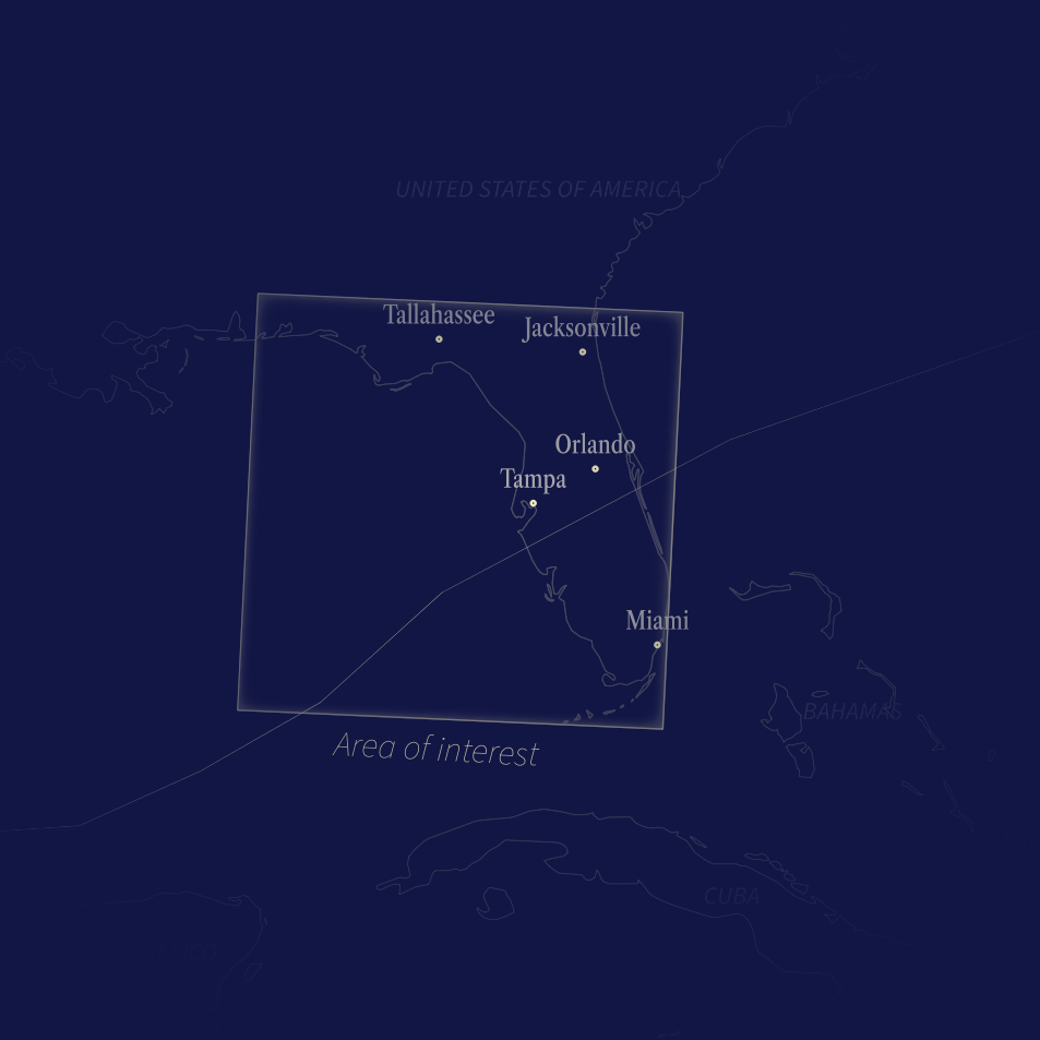 locator map showing Florida and the area of interest